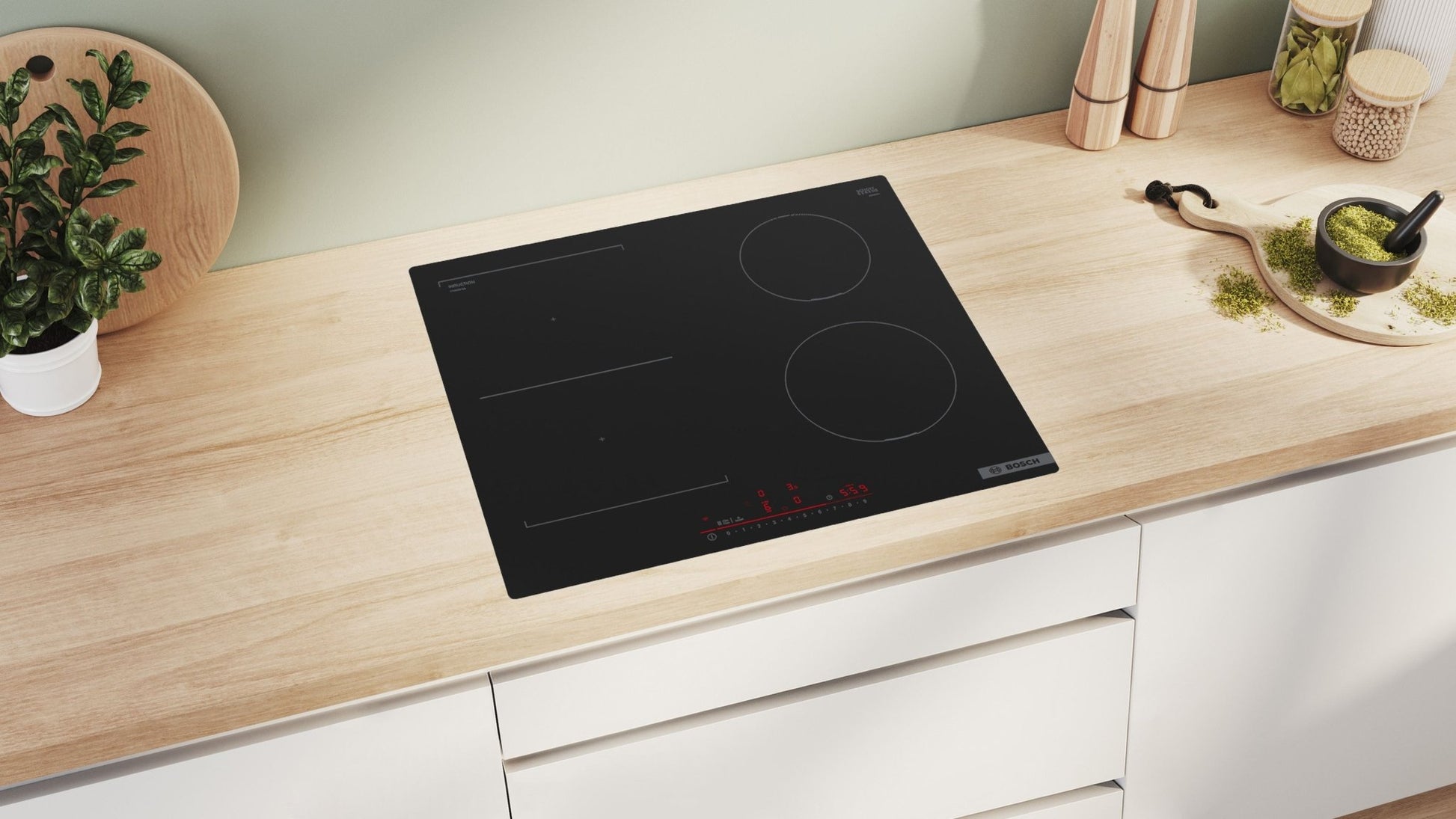 Serie 6, Induktionskochfeld, 60 cm, Schwarz, flächenbündig (integriert) PVS601HB1E - MEGART