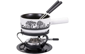 Käsefondue-Set Bergchilbi E16 5 Teile, Schwarz/Weiss