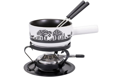 Käsefondue - Set Bergchilbi E16 5 Teile, Schwarz/Weiss - MEGART