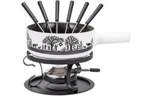 Käsefondue-Set Bergchilbi E22 9 Teile, Schwarz/Weiss