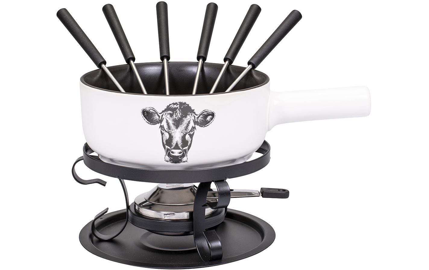 Käsefondue - Set Kuh E22 9 Teile, Weiss - MEGART
