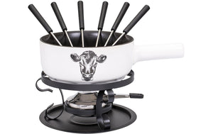 Käsefondue-Set Kuh E22 9 Teile, Weiss