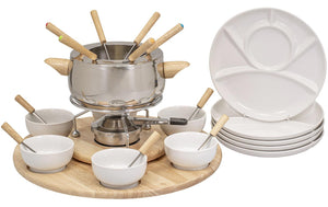 Fleischfondue-Set Claudia 29 Teile, Braun/Edelstahl/Weiss