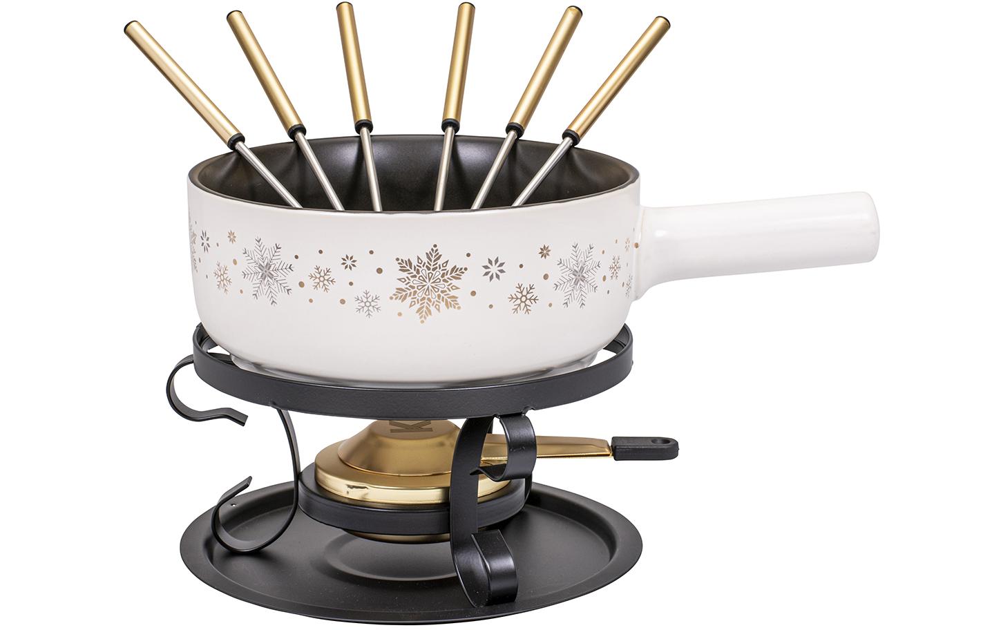 Käsefondue - Set Sparkling Wint E22 9 Teile, Schwarz/Weiss - MEGART