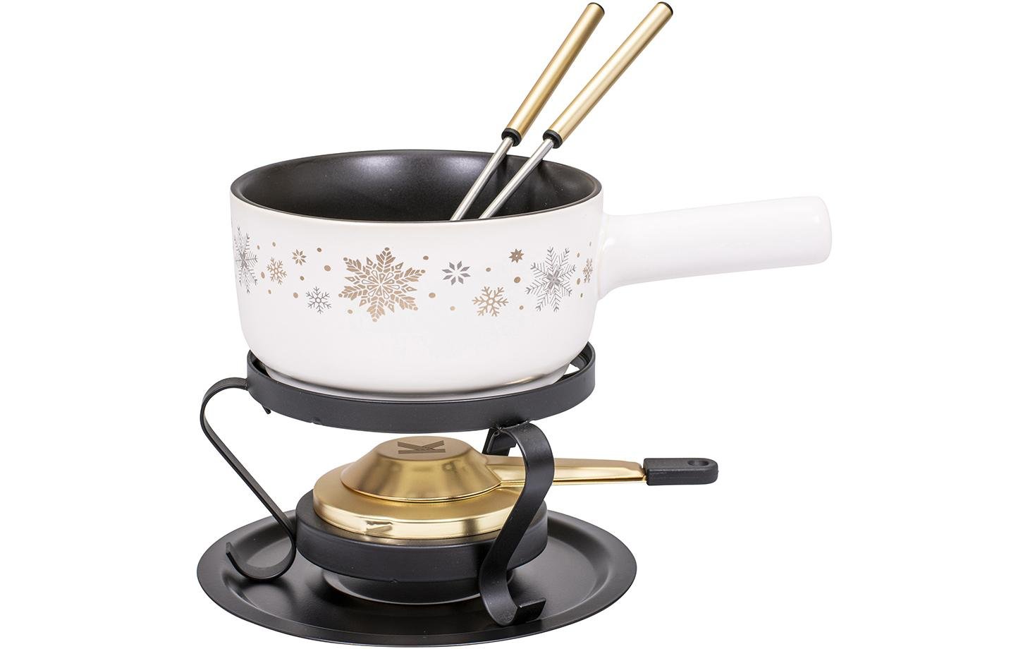 Käsefondue - Set Sparkling Winter E16 5 Teile, Schwarz/Weiss - MEGART