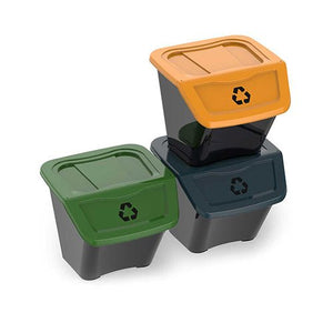 Set 3 PZ Abfalleimer Ecobin Mülltrennung Lt. 30x3 39x39 cm x h.33 cm GRYN - MEGART