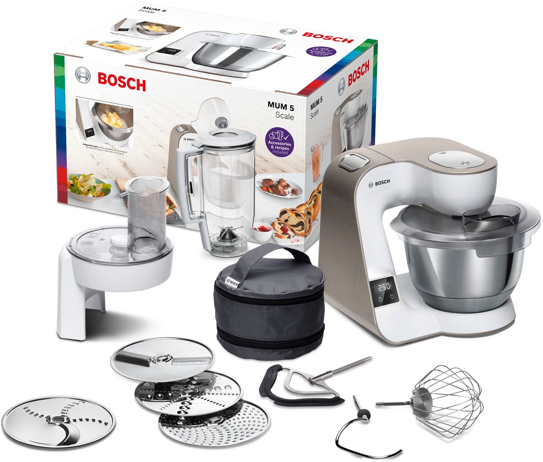 Serie 4, Küchenmaschine mit Waage, MUM 5, 1000 W, Weiss, Champagne, MUM5XW20 - MEGART