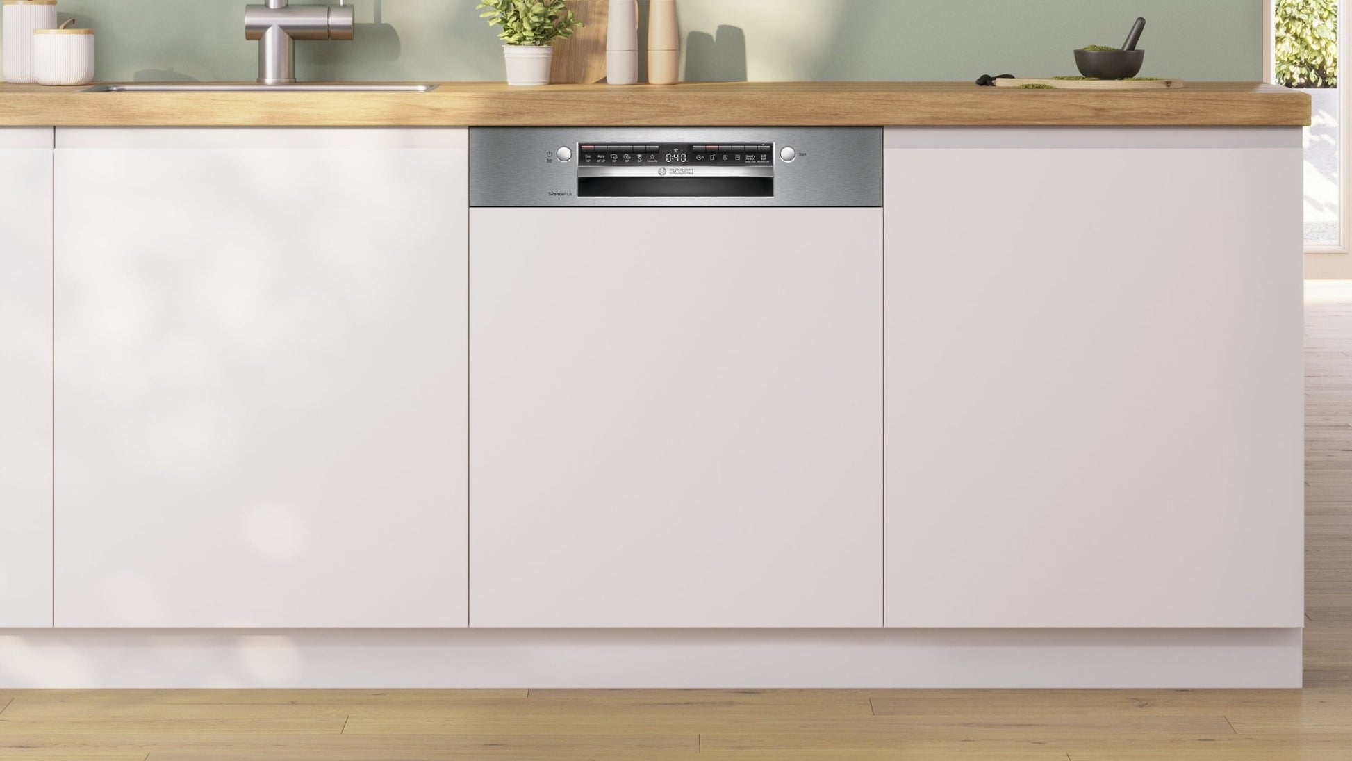 Serie 4, Teilintegrierter Geschirrspüler, 60 cm, Gebürsteter Stahl, SMI4ECS28E - MEGART