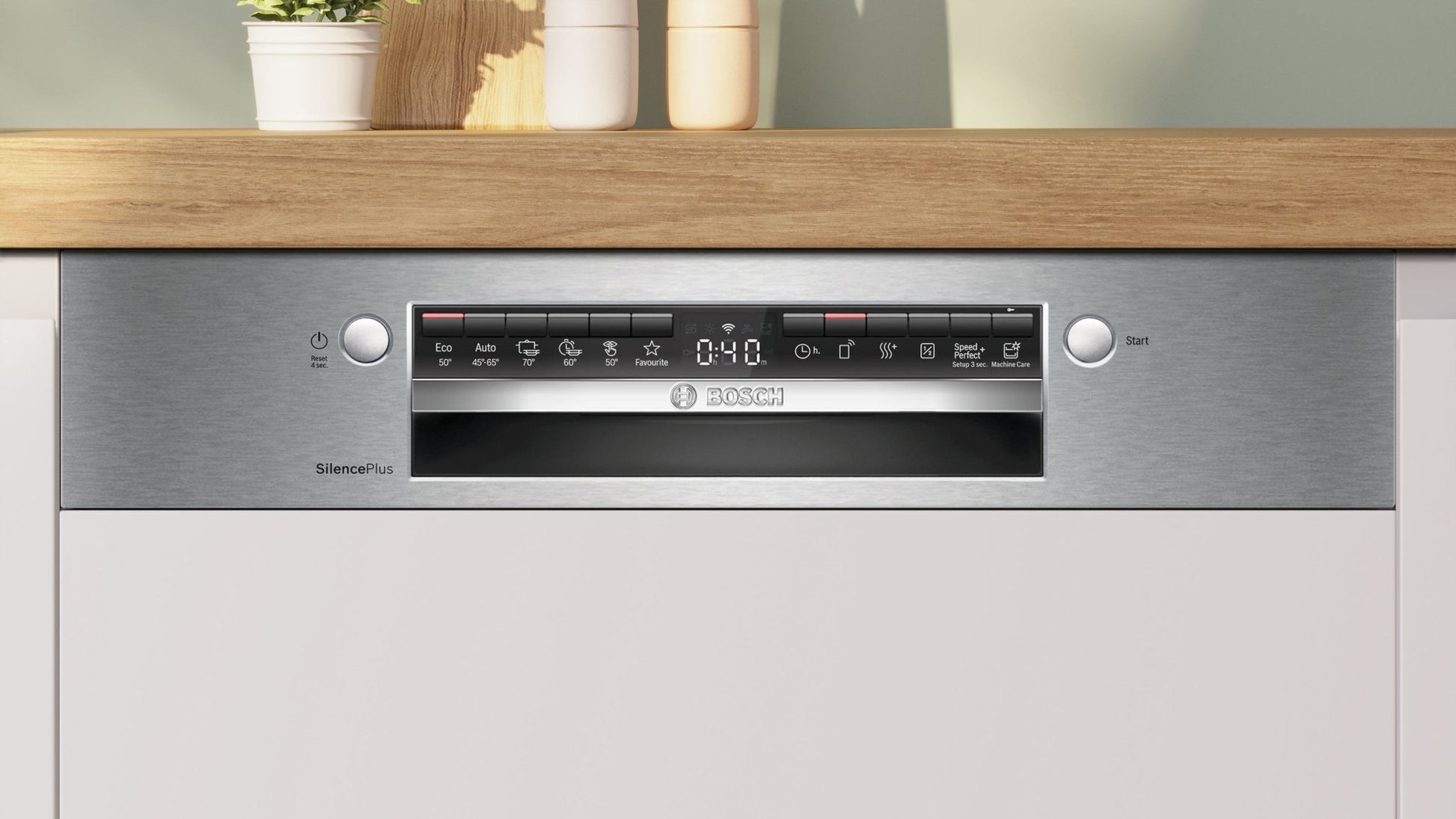 Serie 4, Teilintegrierter Geschirrspüler, 60 cm, Gebürsteter Stahl, SMI4ECS28E - MEGART