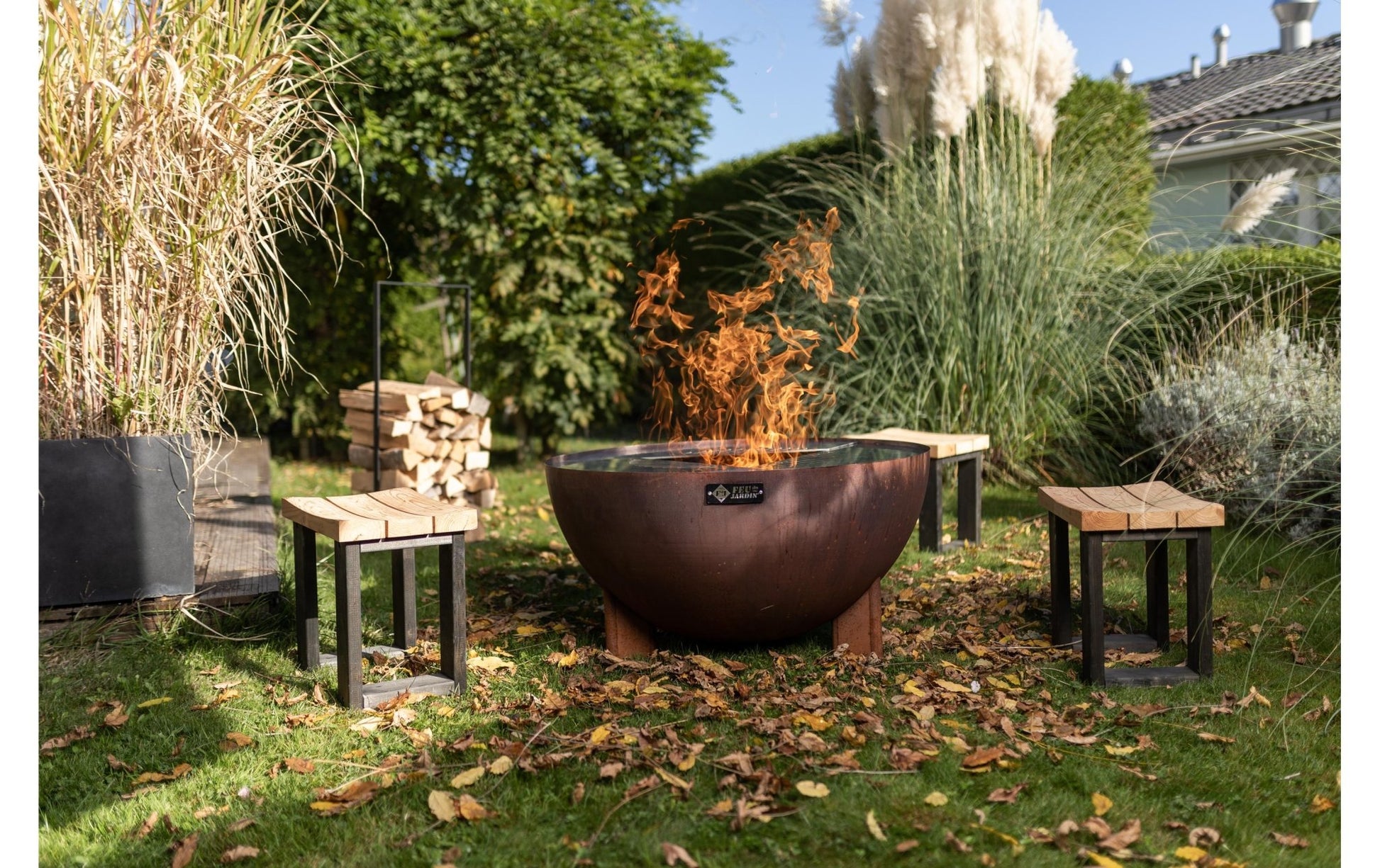 FEU DU JARDIN Feuerstelle Tria, Ø 98 cm, Rost - MEGART