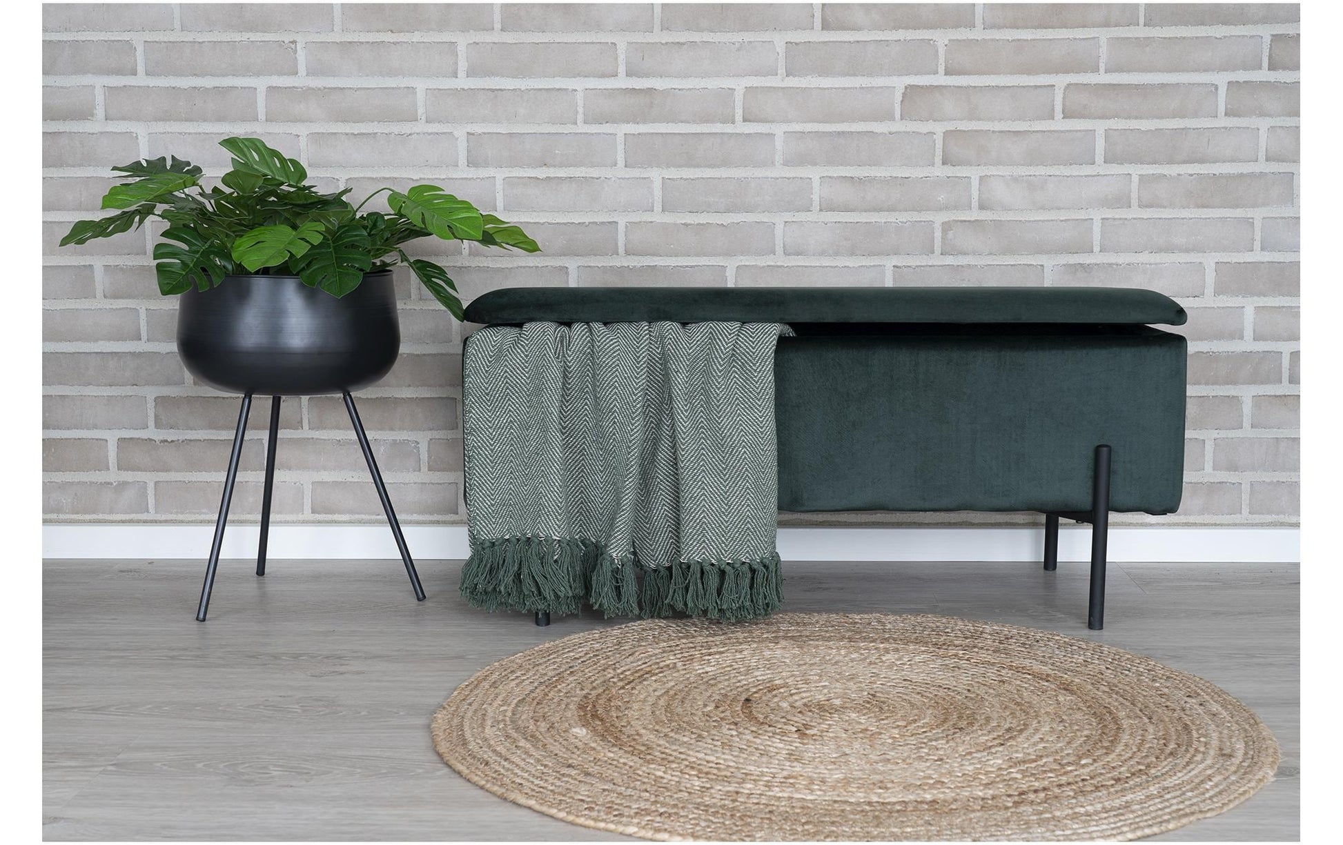 Sitztruhe Watford 36.5 x 95 x 46 cm, Dunkelgrün - MEGART