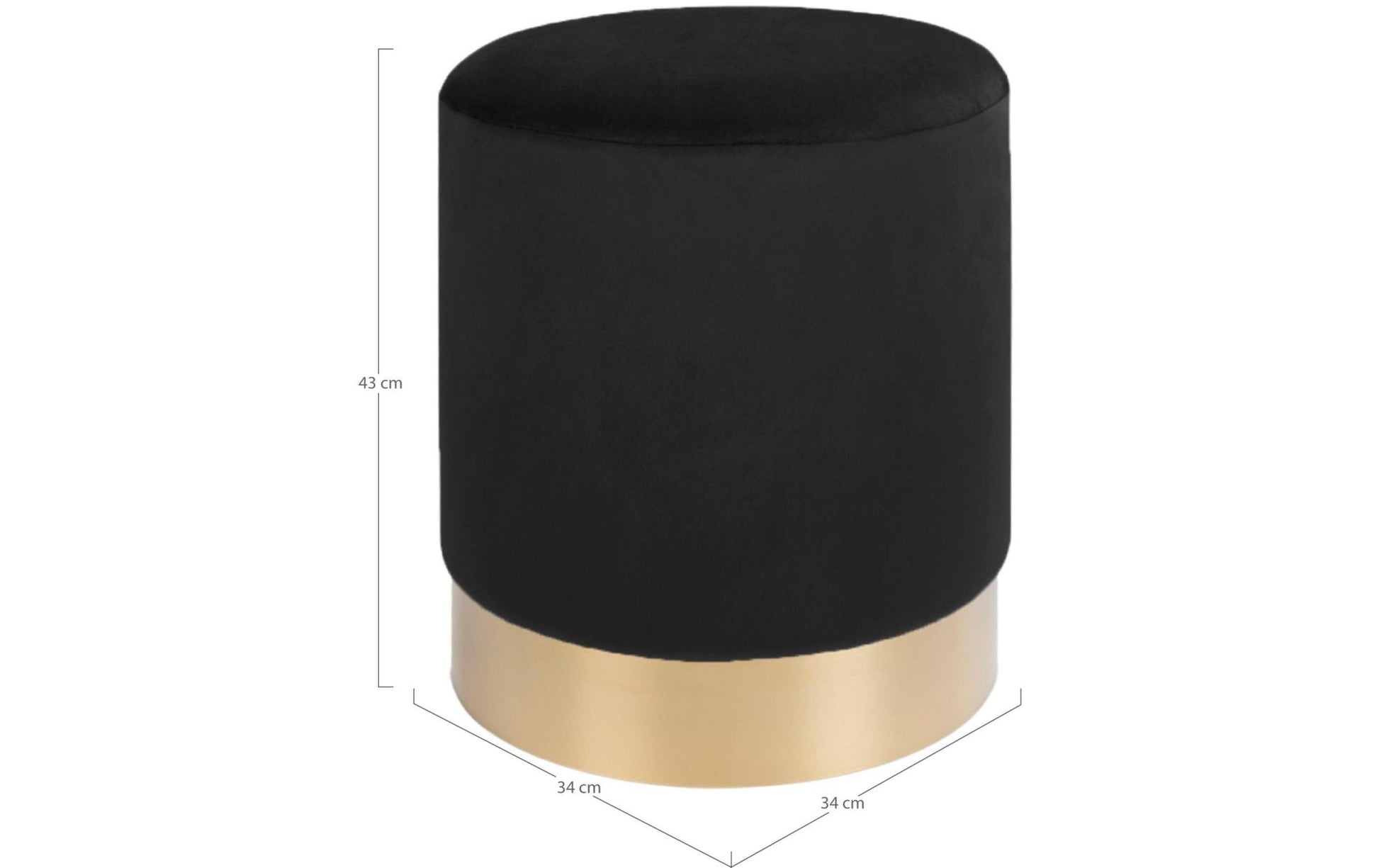 Hocker Gamby Ø 34 cm, Messing/Schwarz - MEGART