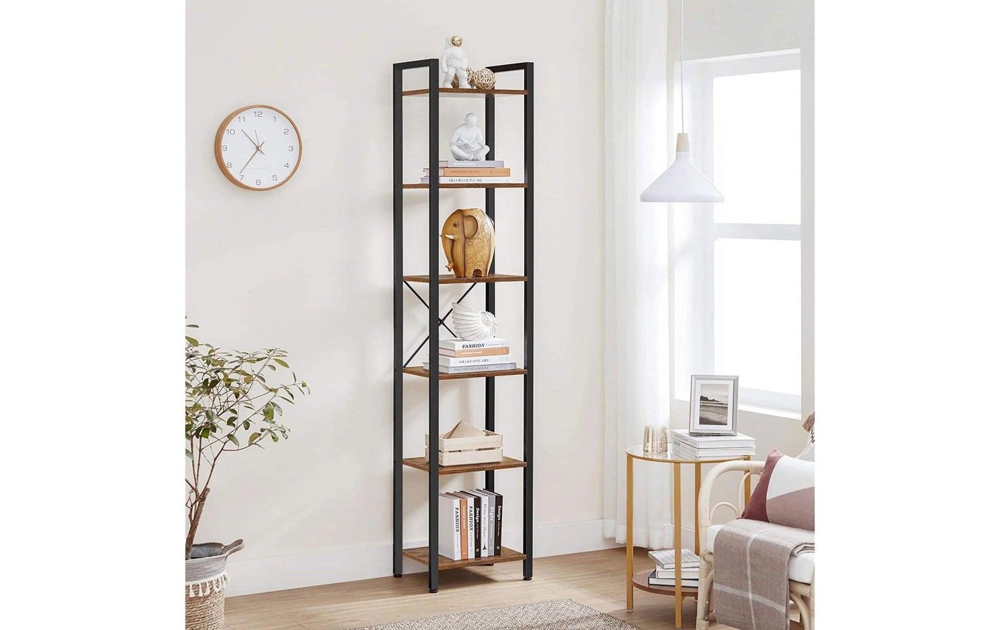 Regal mit 6 Ebenen 40 x 178.6 cm, Braun/Schwarz - MEGART