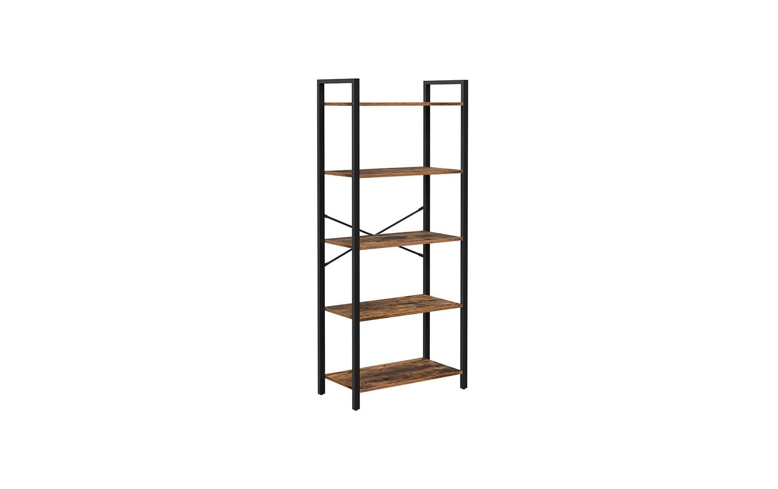 Regal mit 5 Ebenen 66 x 153 cm, Braun/Schwarz - MEGART