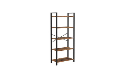 Regal mit 5 Ebenen 66 x 153 cm, Braun/Schwarz - MEGART