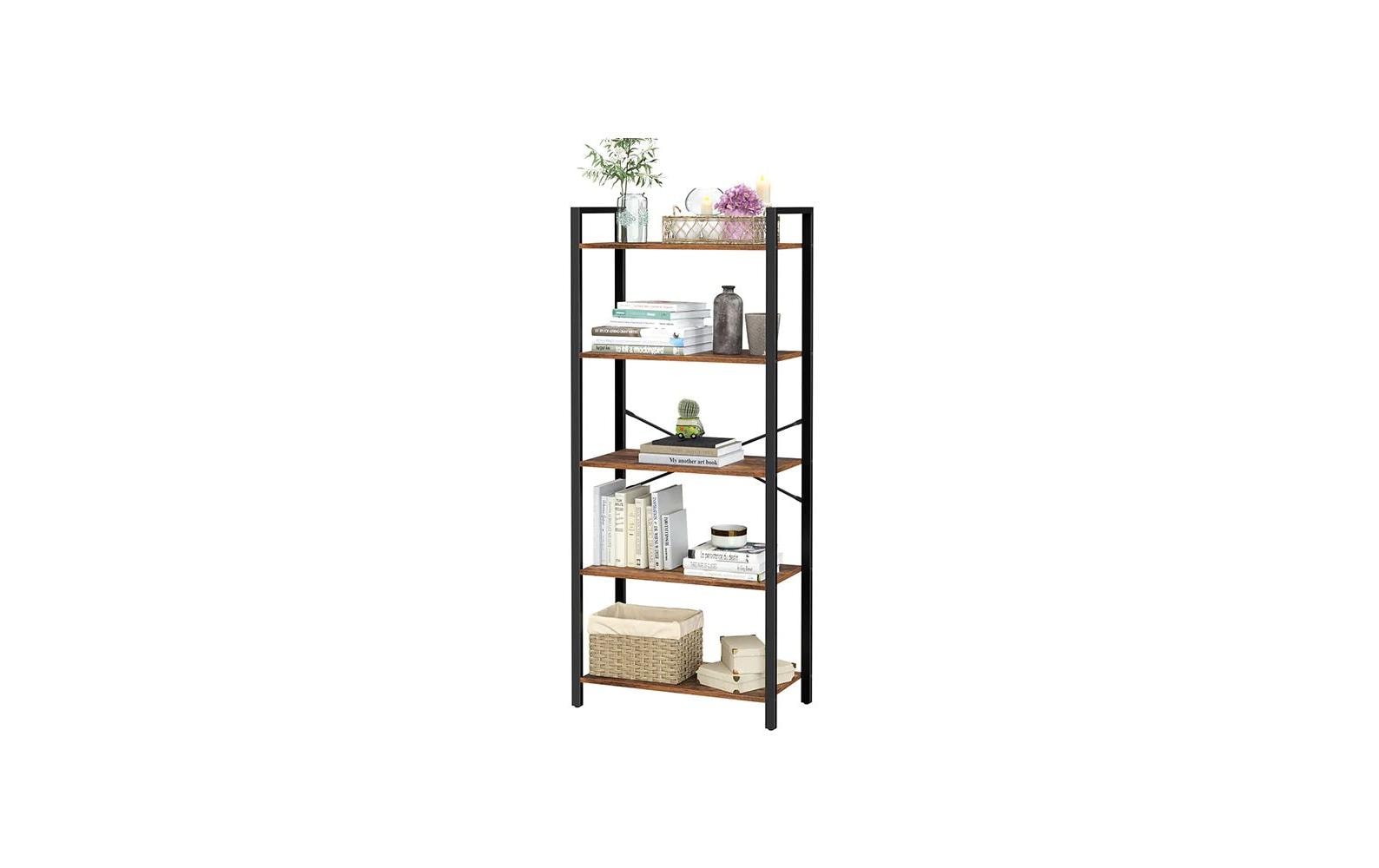 Regal mit 5 Ebenen 66 x 153 cm, Braun/Schwarz - MEGART