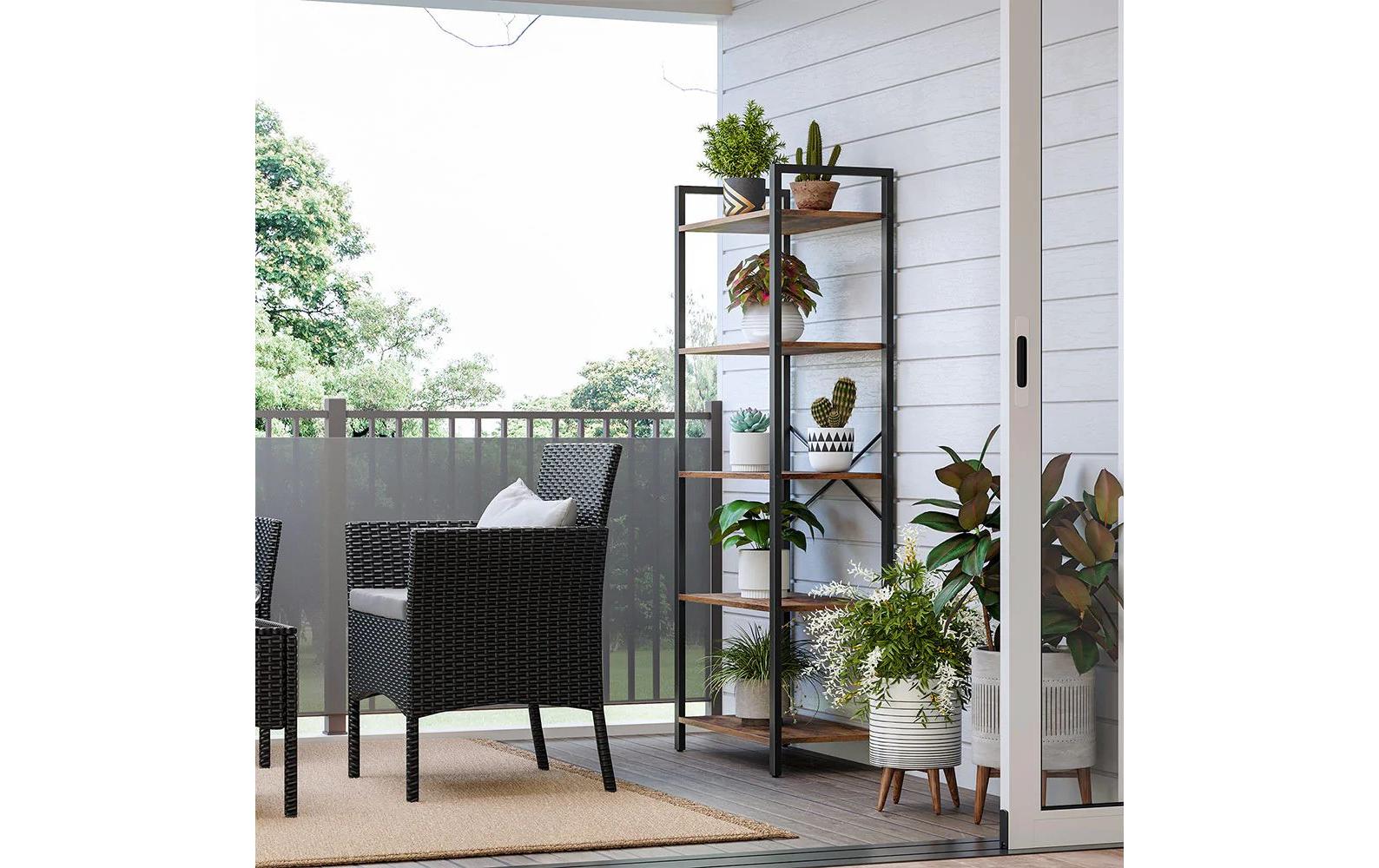 Regal mit 5 Ebenen 66 x 153 cm, Braun/Schwarz - MEGART