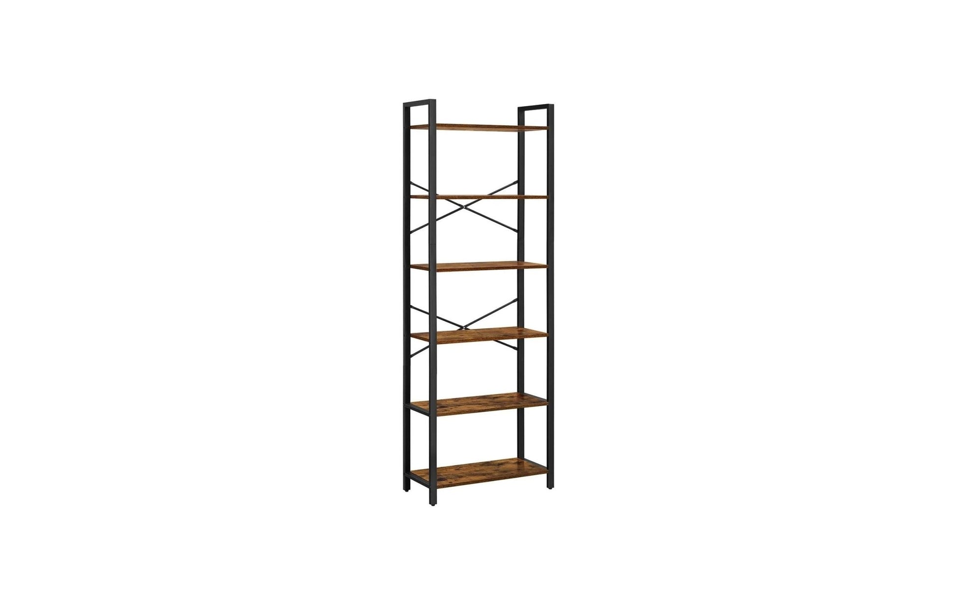 Regal mit 6 Ebenen 66 x 186 cm, Braun/Schwarz - MEGART