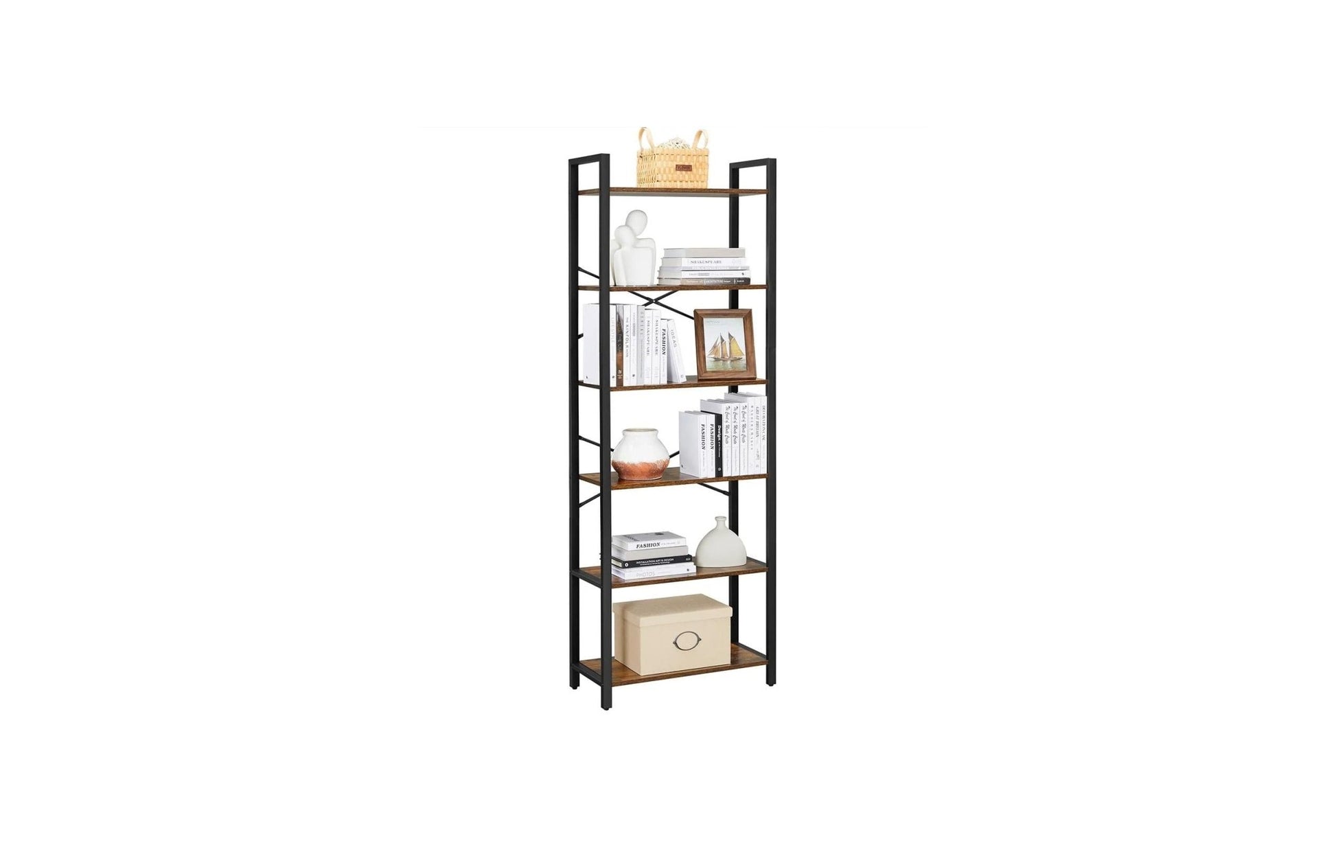 Regal mit 6 Ebenen 66 x 186 cm, Braun/Schwarz - MEGART