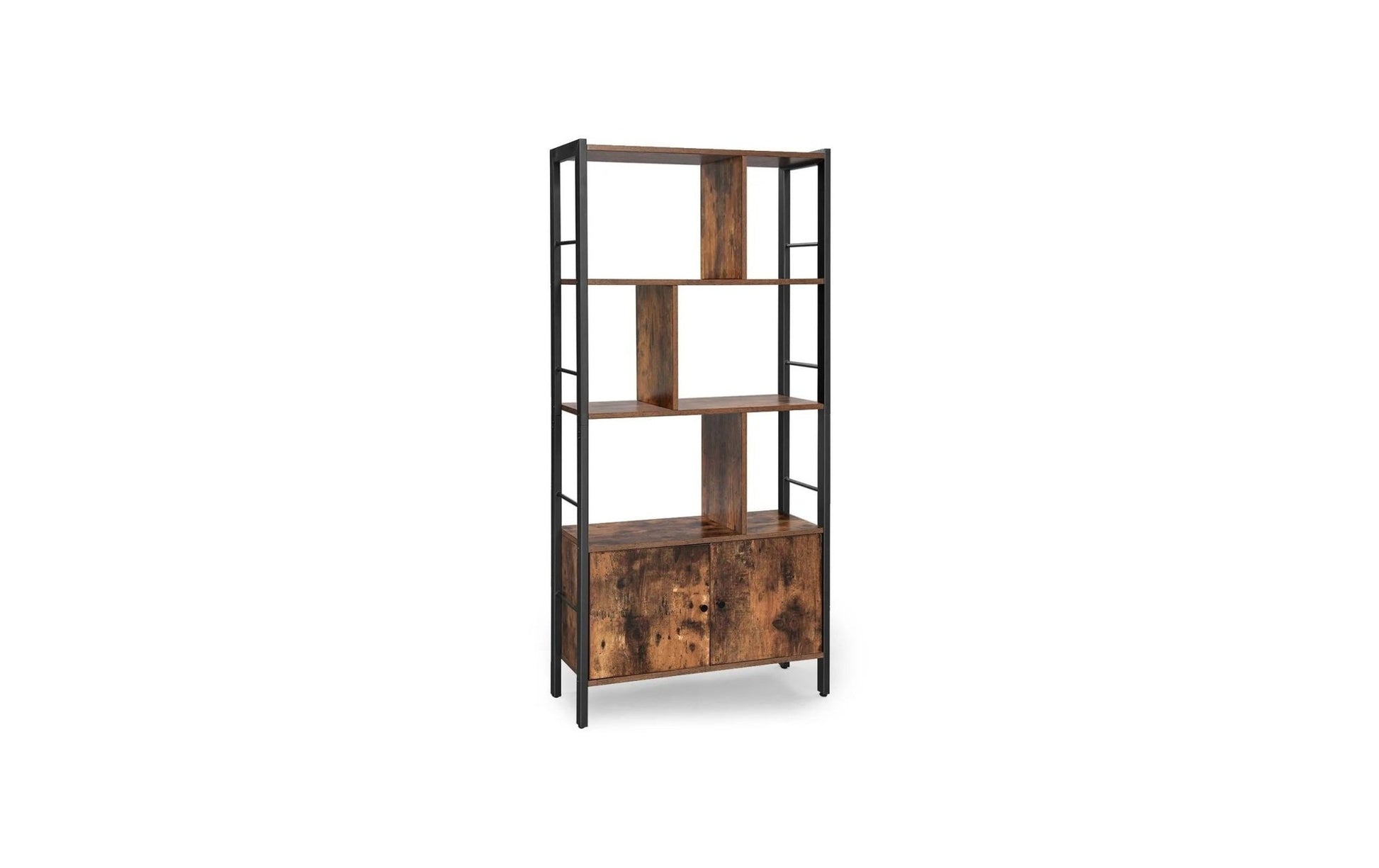 Regal mit 4 Ebenen 74 x 154.5 cm, Braun/Schwarz - MEGART