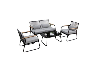 Loungeset Paxos, Bambus/Anthrazit, 4 Sitzplätze - MEGART
