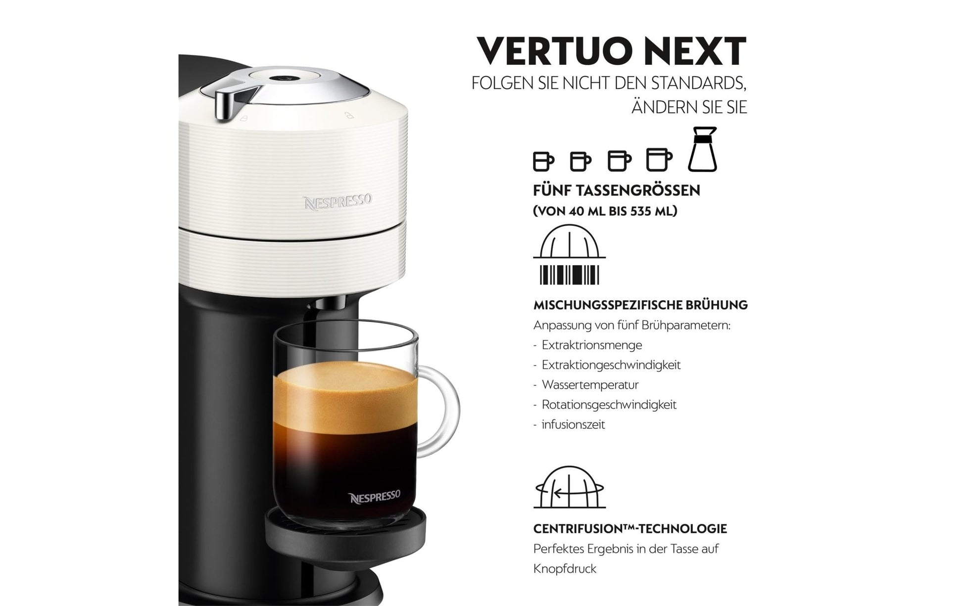 Kaffeemaschine Nespresso Vertuo Next ENV120.W Weiss - MEGART