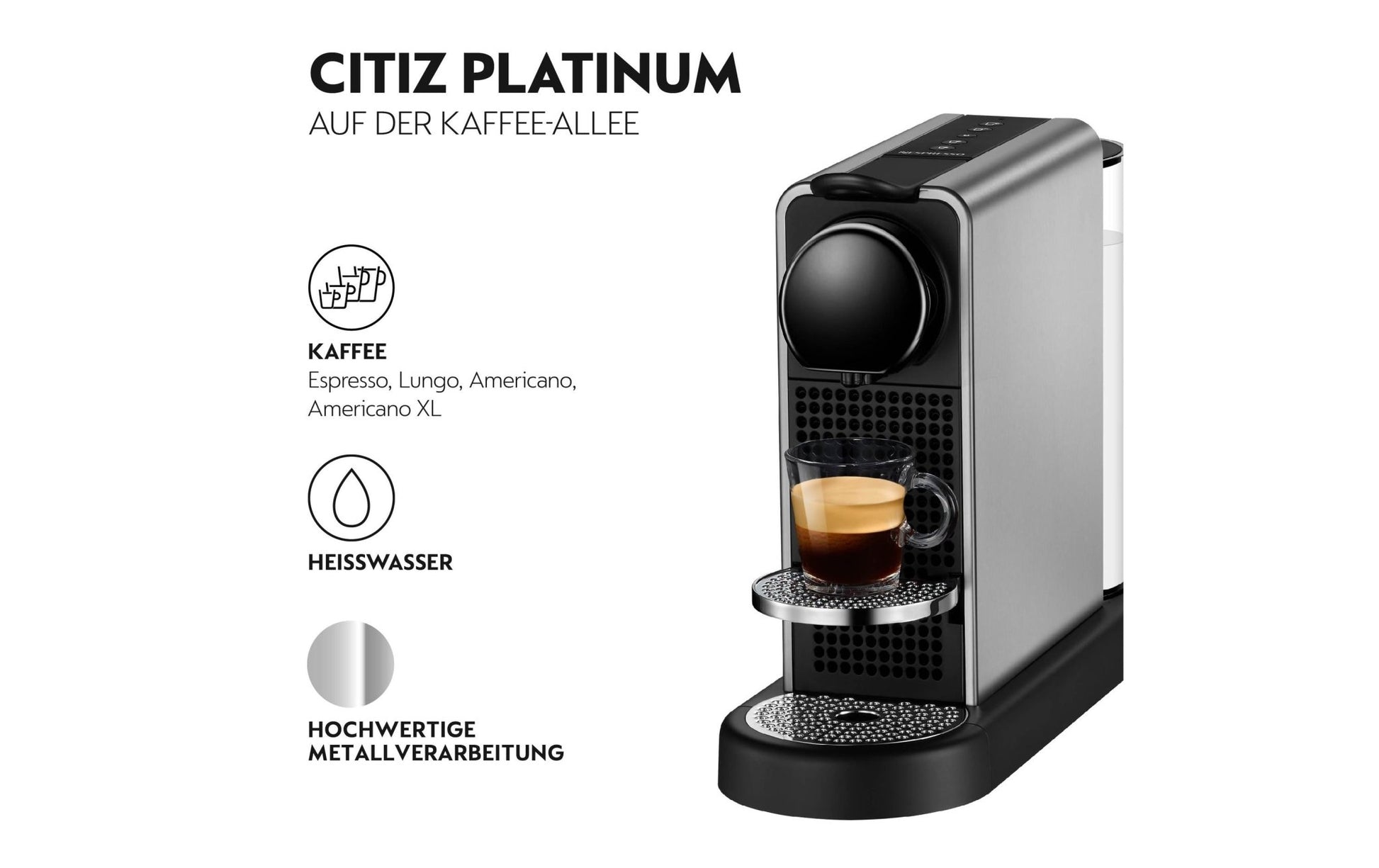 Kaffeemaschine Nespresso CitiZ Platinum Schwarz/Titanium - MEGART