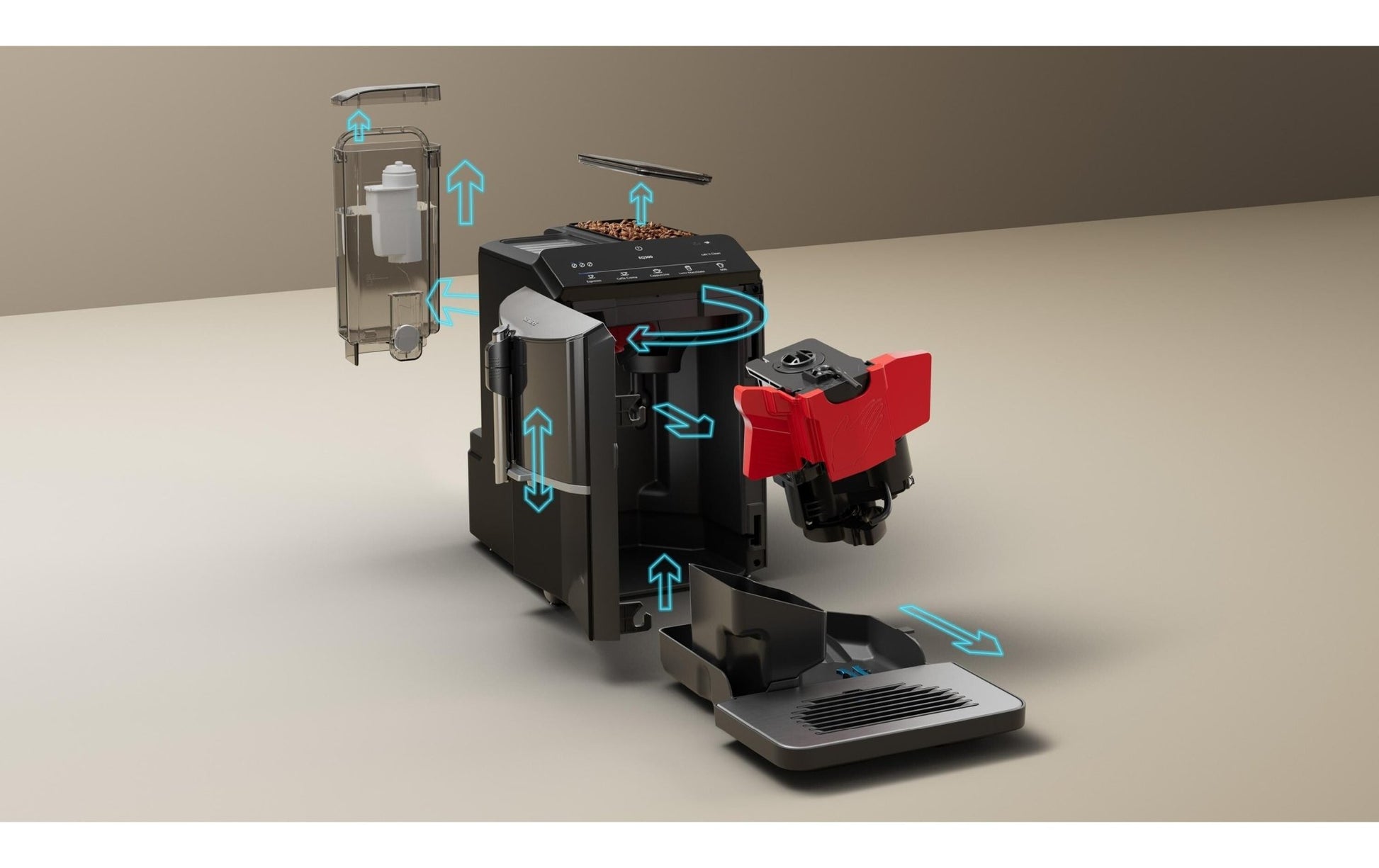 Kaffeevollautomat EQ300 Klavierlack schwarz TF301E19 - MEGART