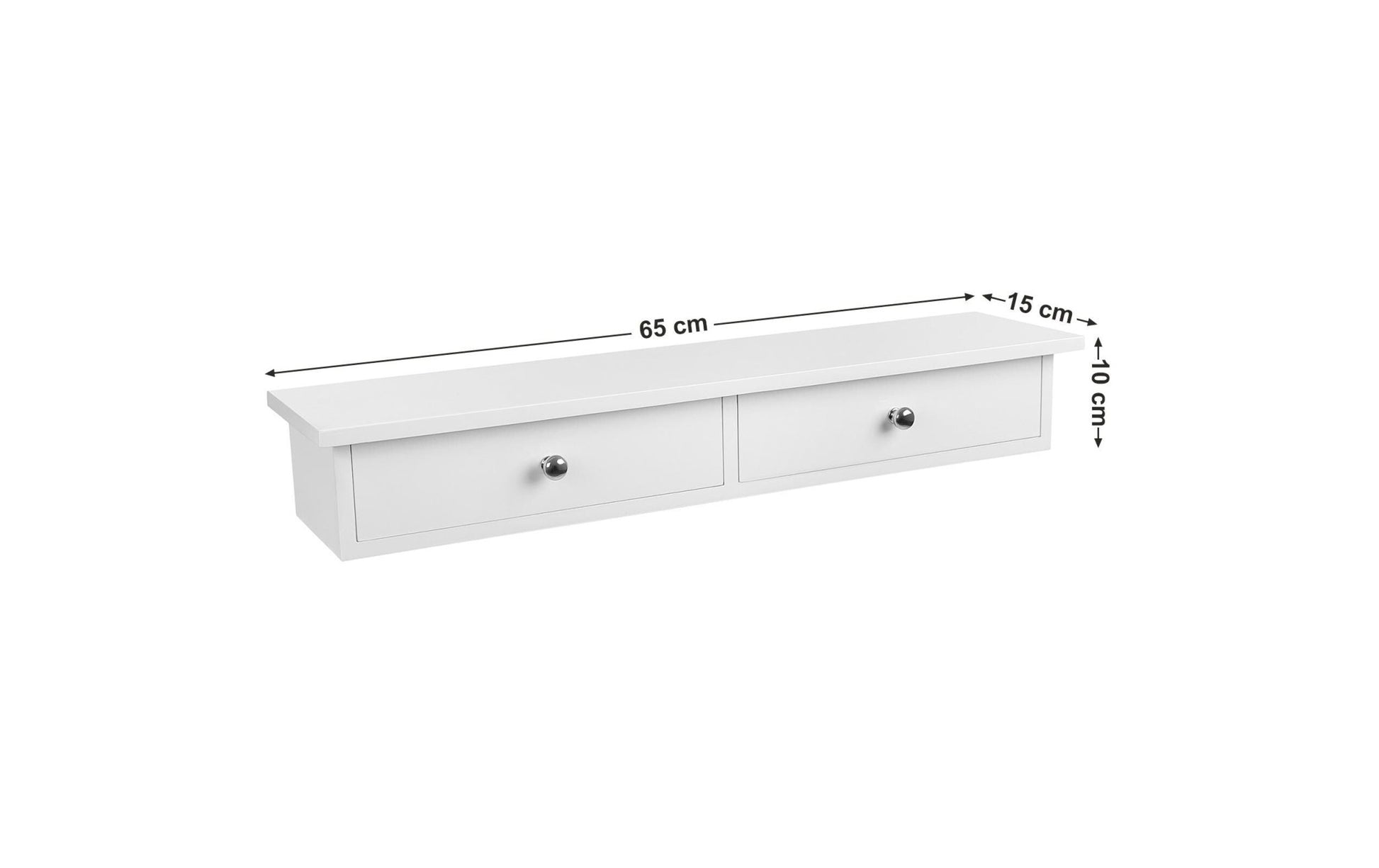 Wandregal mit 2 Schubladen Weiss - MEGART