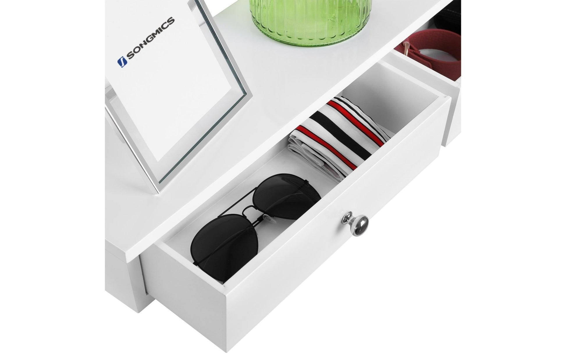 Wandregal mit 2 Schubladen Weiss - MEGART