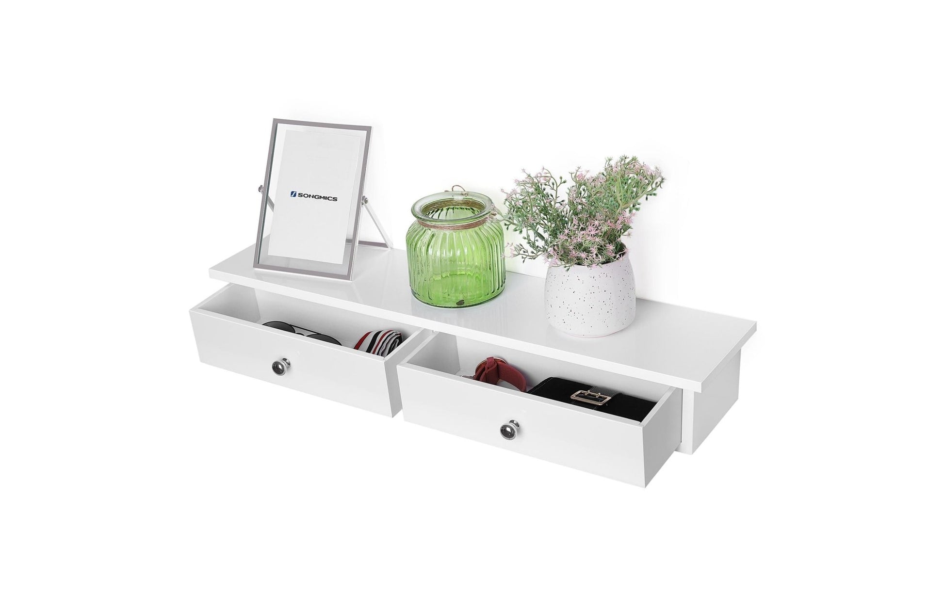 Wandregal mit 2 Schubladen Weiss - MEGART