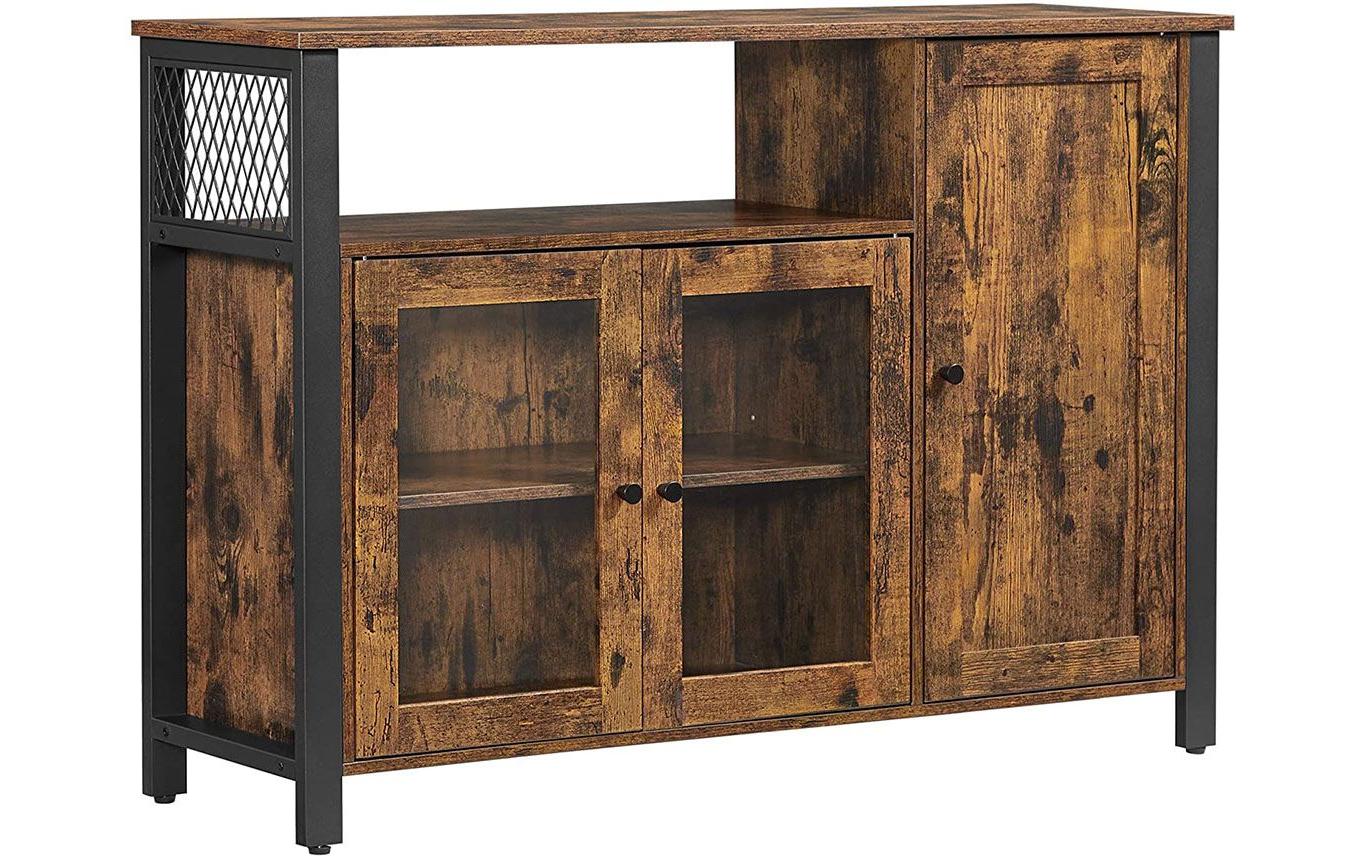 Sideboard mit 3 Türen 110 x 75 cm, Braun/Schwarz - MEGART