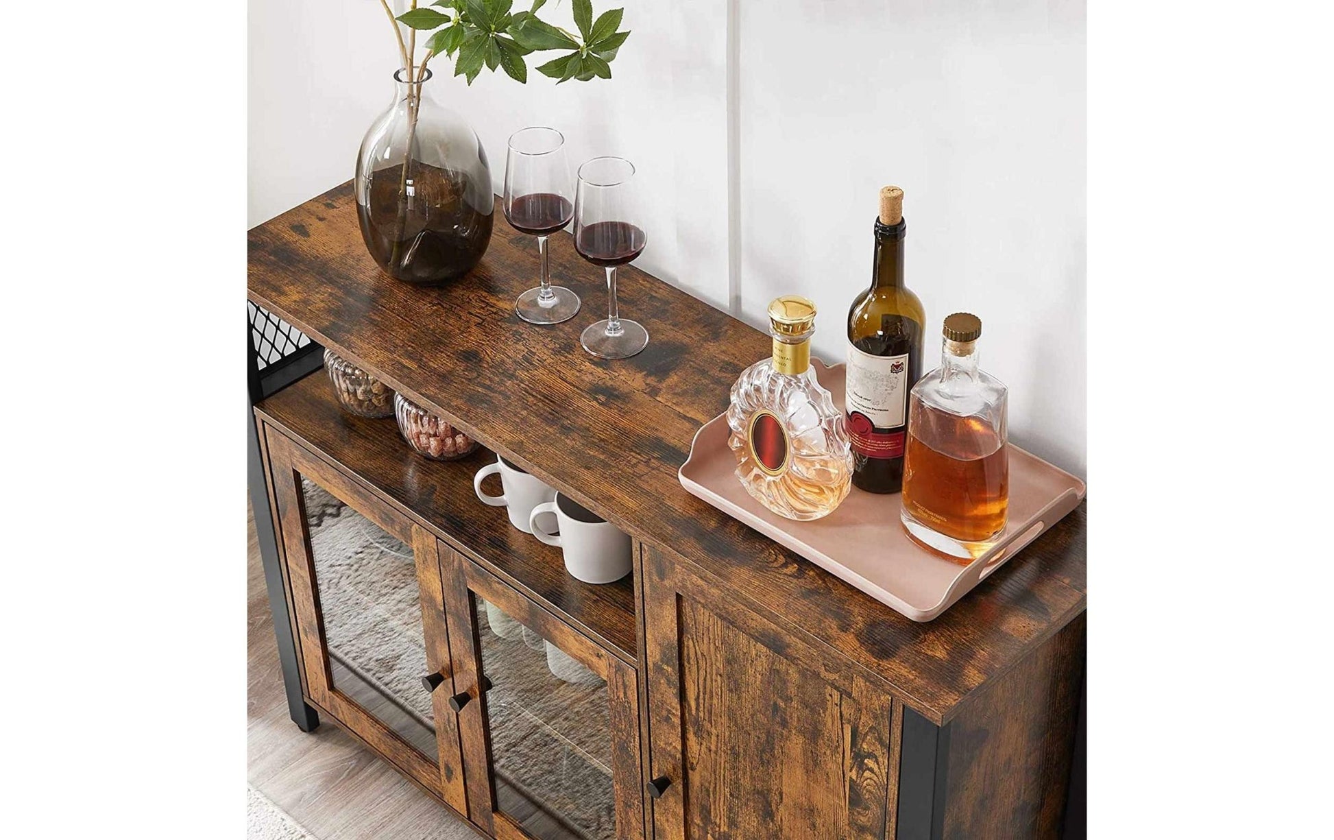Sideboard mit 3 Türen 110 x 75 cm, Braun/Schwarz - MEGART