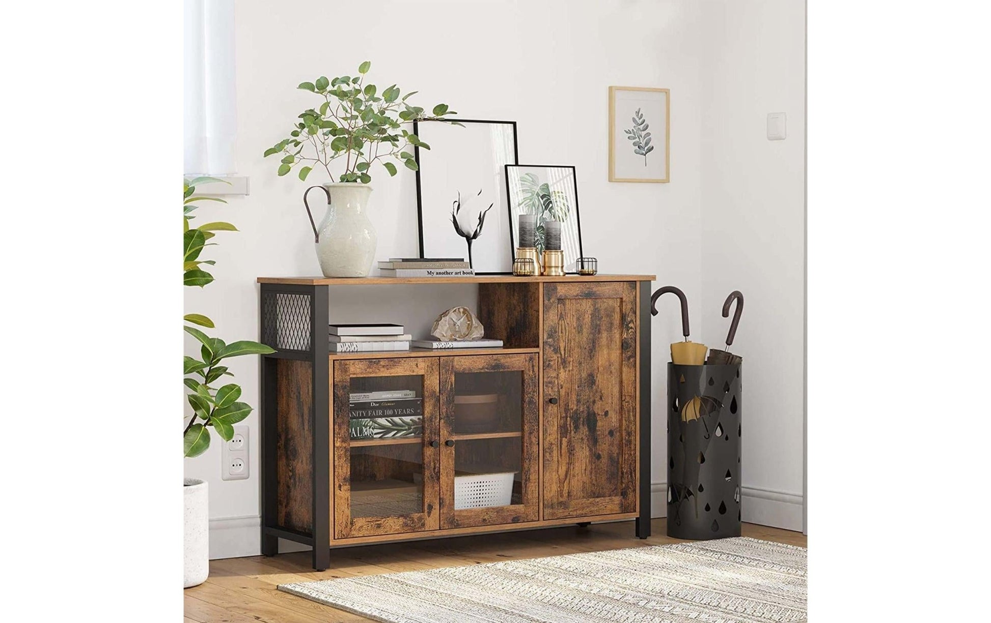 Sideboard mit 3 Türen 110 x 75 cm, Braun/Schwarz - MEGART