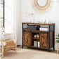 Sideboard mit 2 Schiebetüren 100 x 80 cm, Braun/Schwarz - MEGART