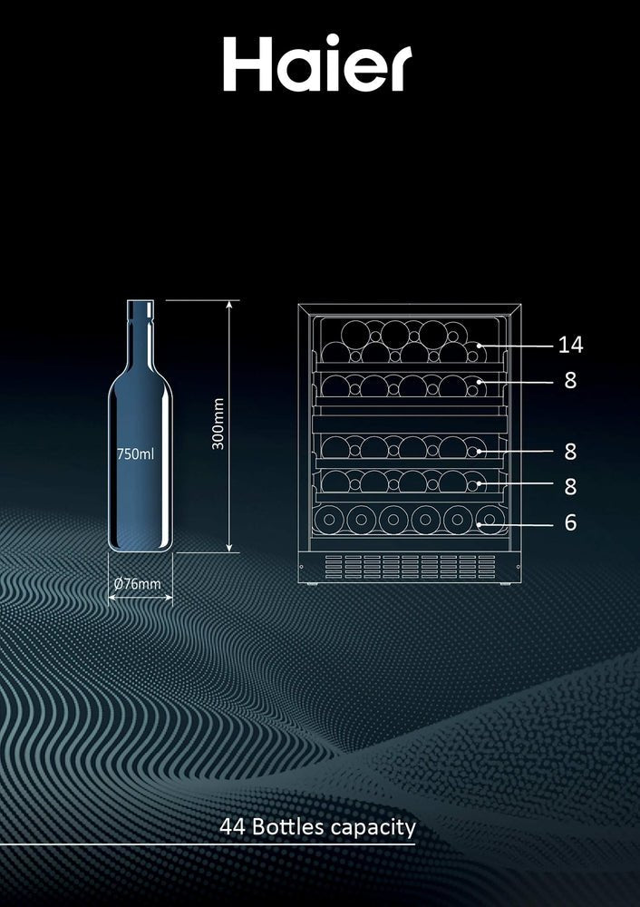 Haier HUC44GDEH1 Weinkühlschrank 44 Flaschen, Klasse E - MEGART