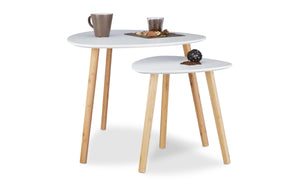 Couchtisch 2er Set 40/60 x 40/48 cm, Nature/Weiss