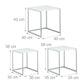 Set di 3 tavolini da caffè 30/35/40 x 36/39/42 cm, argento/bianco