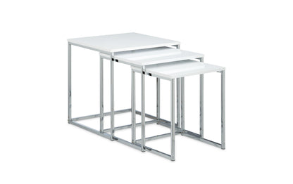 Set di 3 tavolini da caffè 30/35/40 x 36/39/42 cm, argento/bianco