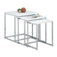 Set di 3 tavolini da caffè 30/35/40 x 36/39/42 cm, argento/bianco