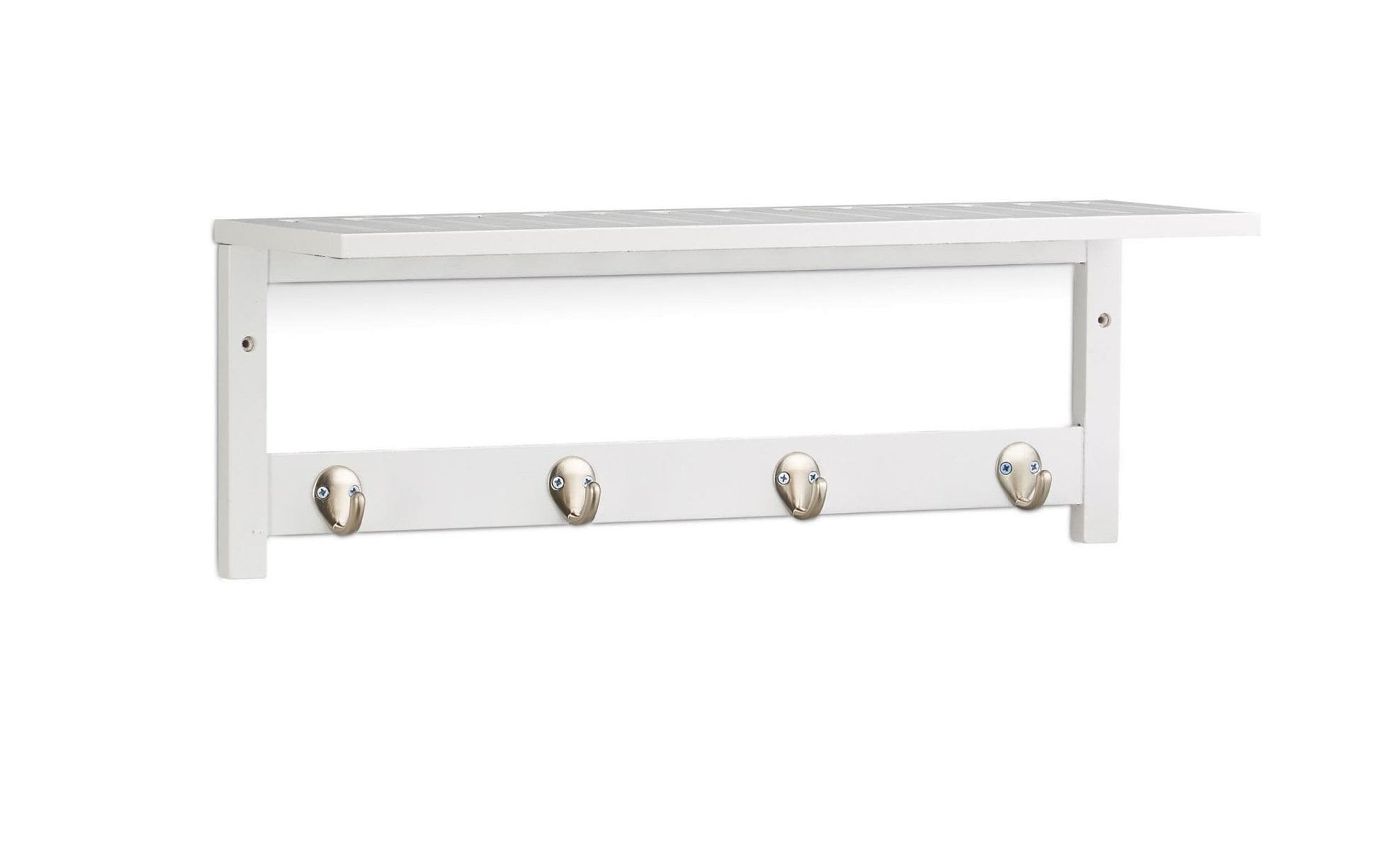 Wandregal mit 4 Haken 50 cm x 17.5 cm, Weiss - MEGART