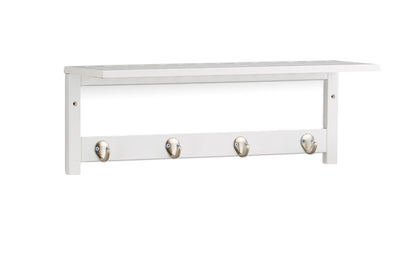 Wandregal mit 4 Haken 50 cm x 17.5 cm, Weiss - MEGART