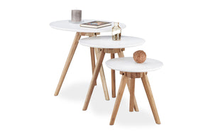 Couchtisch 3er Set, Braun/Weiss