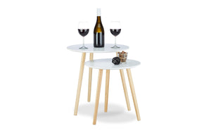 Couchtisch 2er Set, Braun/Weiss