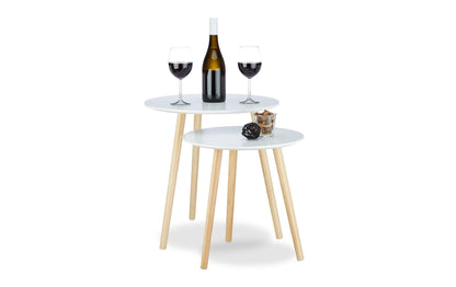 Couchtisch 2er Set, Braun/Weiss