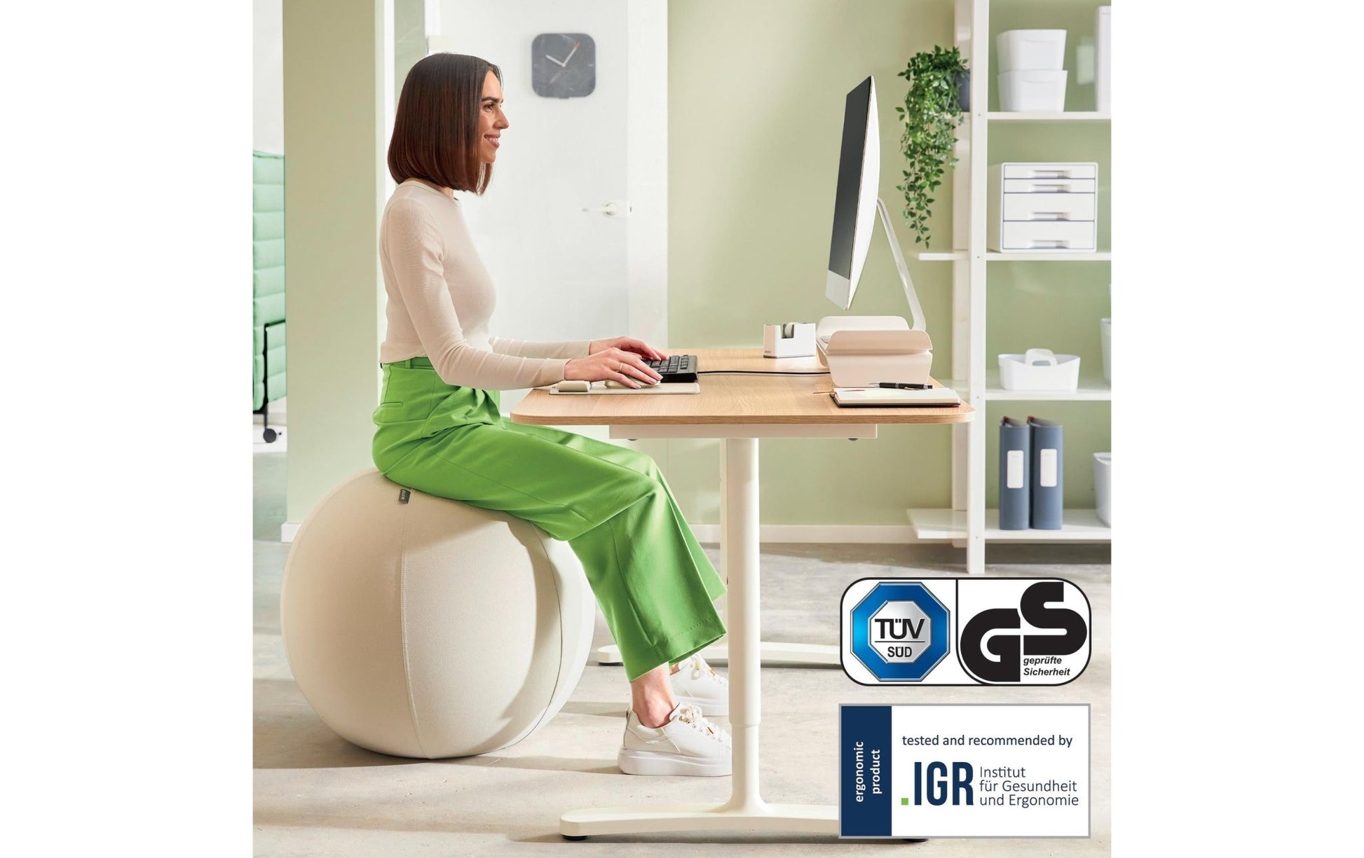 Leitz Sitzball Ergo Active 75 cm, Hellgrau - MEGART