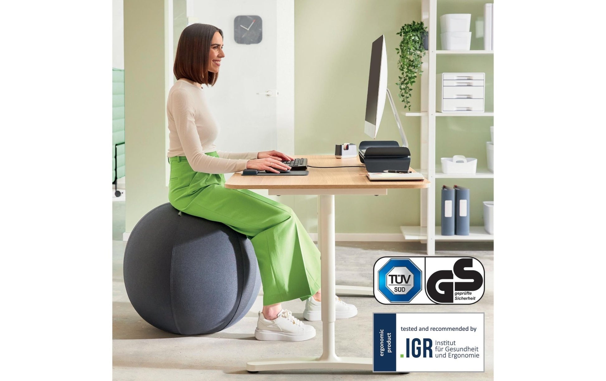 Leitz Sitzball Ergo Active 75 cm, Dunkelgrau - MEGART