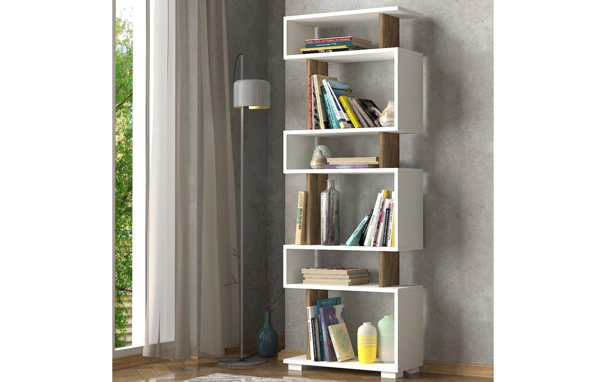 Regal Blok 60 x 165 x 19.5 cm, Nature/Weiss - MEGART