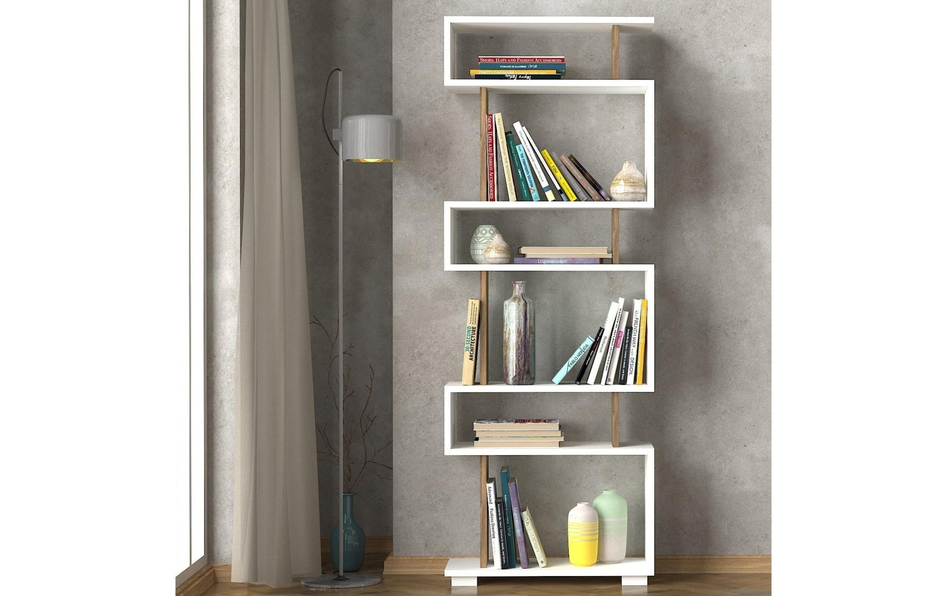 Regal Blok 60 x 165 x 19.5 cm, Nature/Weiss - MEGART