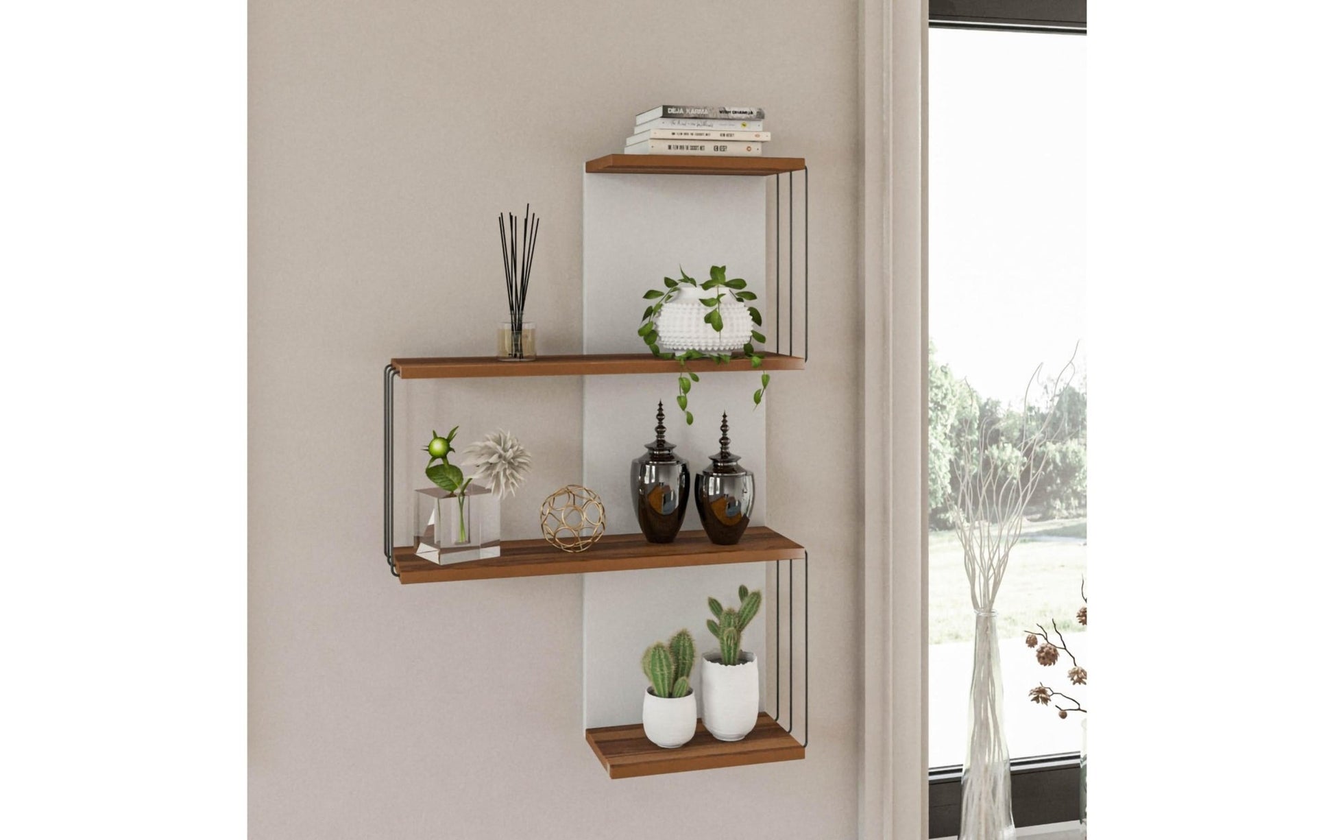 Wandregal Ãambel 64 x 96 x 19 cm, Braun/Weiss - MEGART